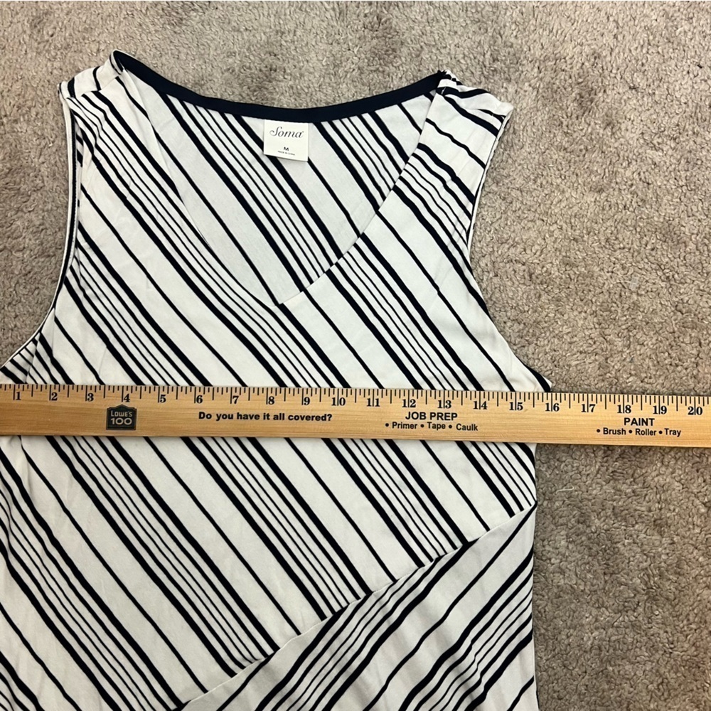 Soma Soft Jersey Asymmetrical Hem Midi Dress  women medium Amity Stripe White - Picture 11 of 11
